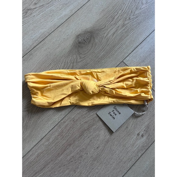NWT Stone Fox Swim Lele Top Honeycomb Yellow Bandeau Bikini Top Size L - Picture 3 of 9